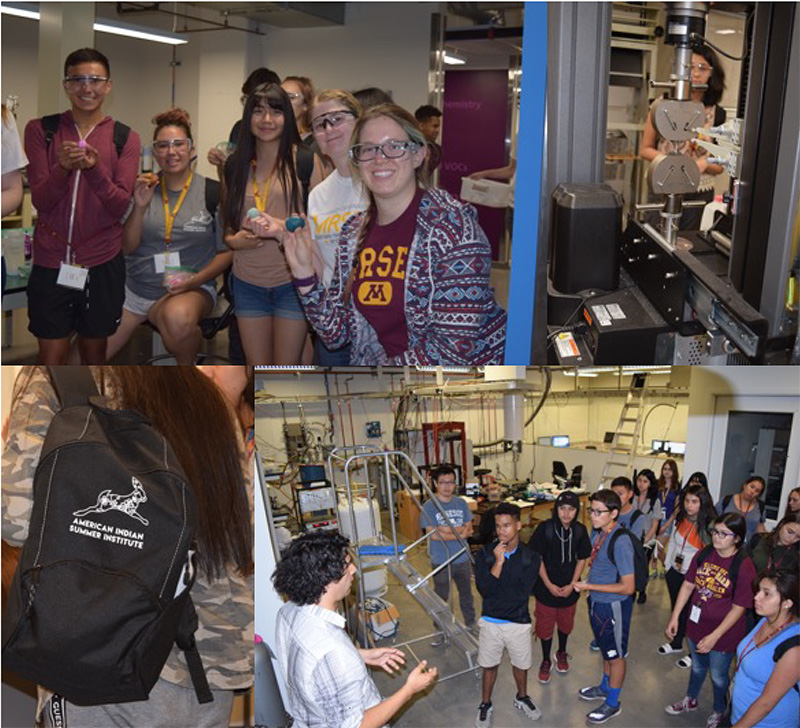 photo montage showing high school students in lab at University of Minnesota